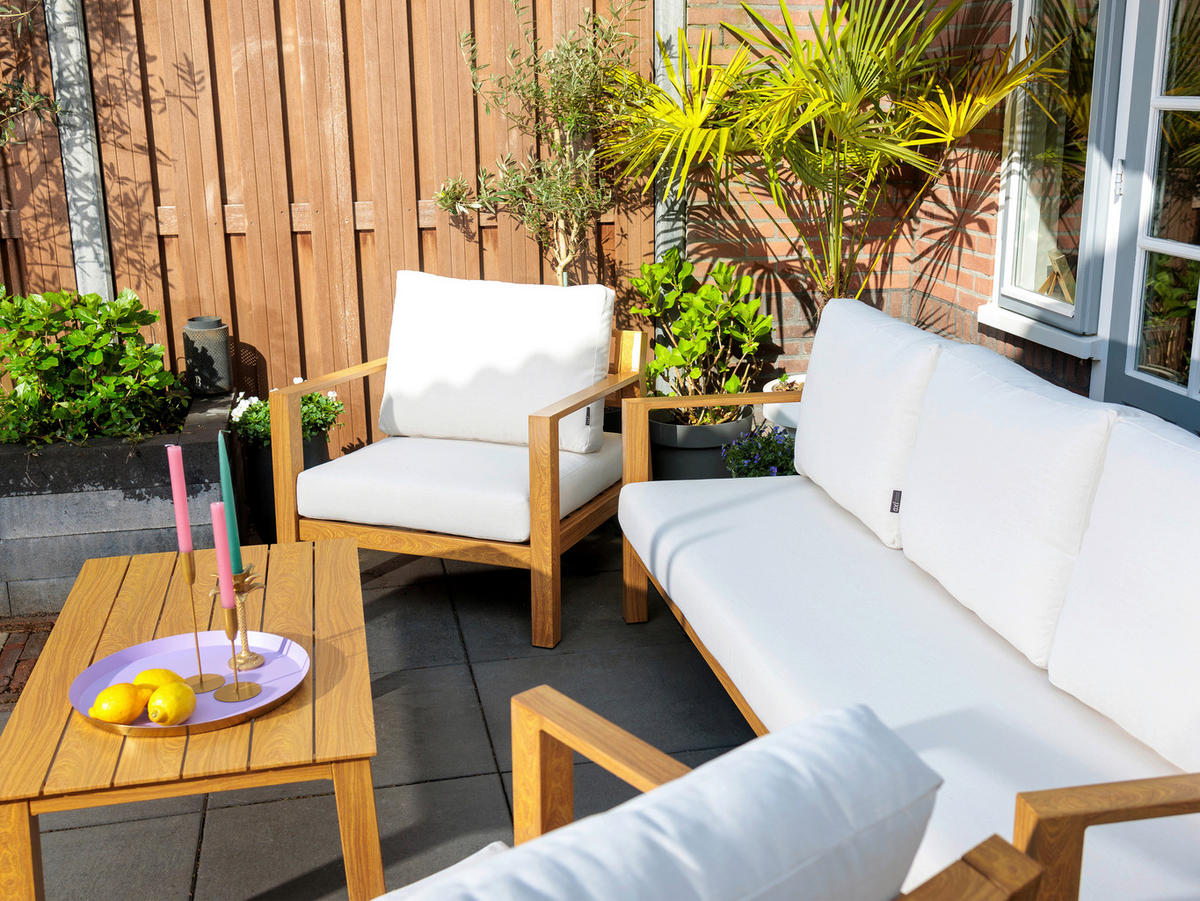 AXI Outdoor Living Loungeset Orla braun Metall B/H/L: ca. 223,5x73,5x89 cm Orla - braun/beige (89,00/223,50/73,50cm) - AXI Outdoor Living