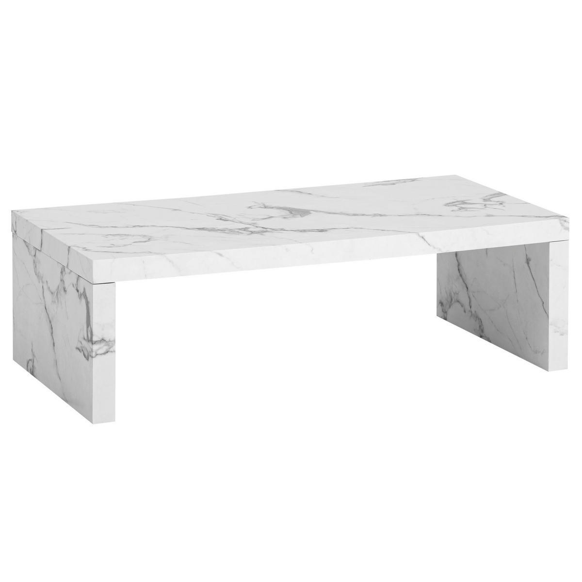 Couchtisch weiß Marmor Optik B/H/T: ca. 110x35x55 cm Couchtisch - weiß (110,00/35,00/55,00cm) - Wohnling