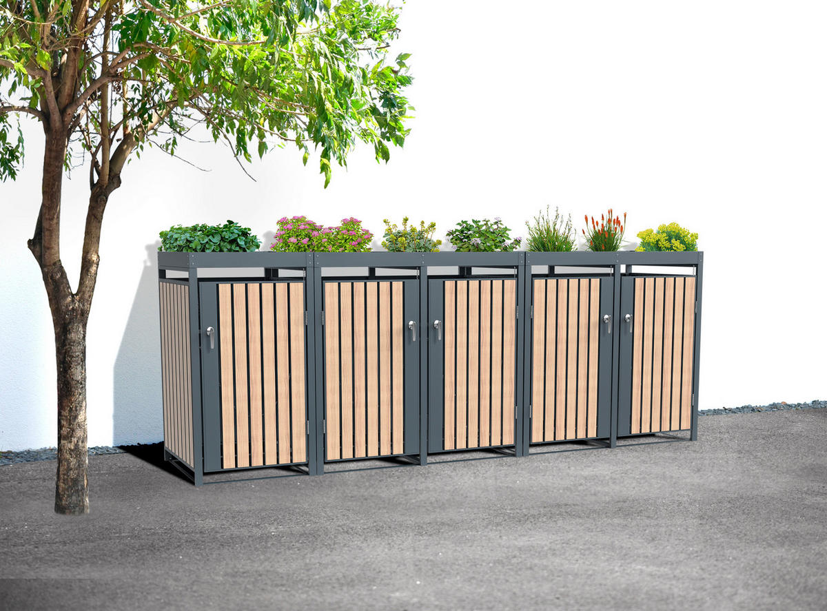 Westmann Mülltonnenbox Planta braun B/H/L: ca. 332x124x84 cm Planta - braun (84,00/332,00/124,00cm) - Westmann