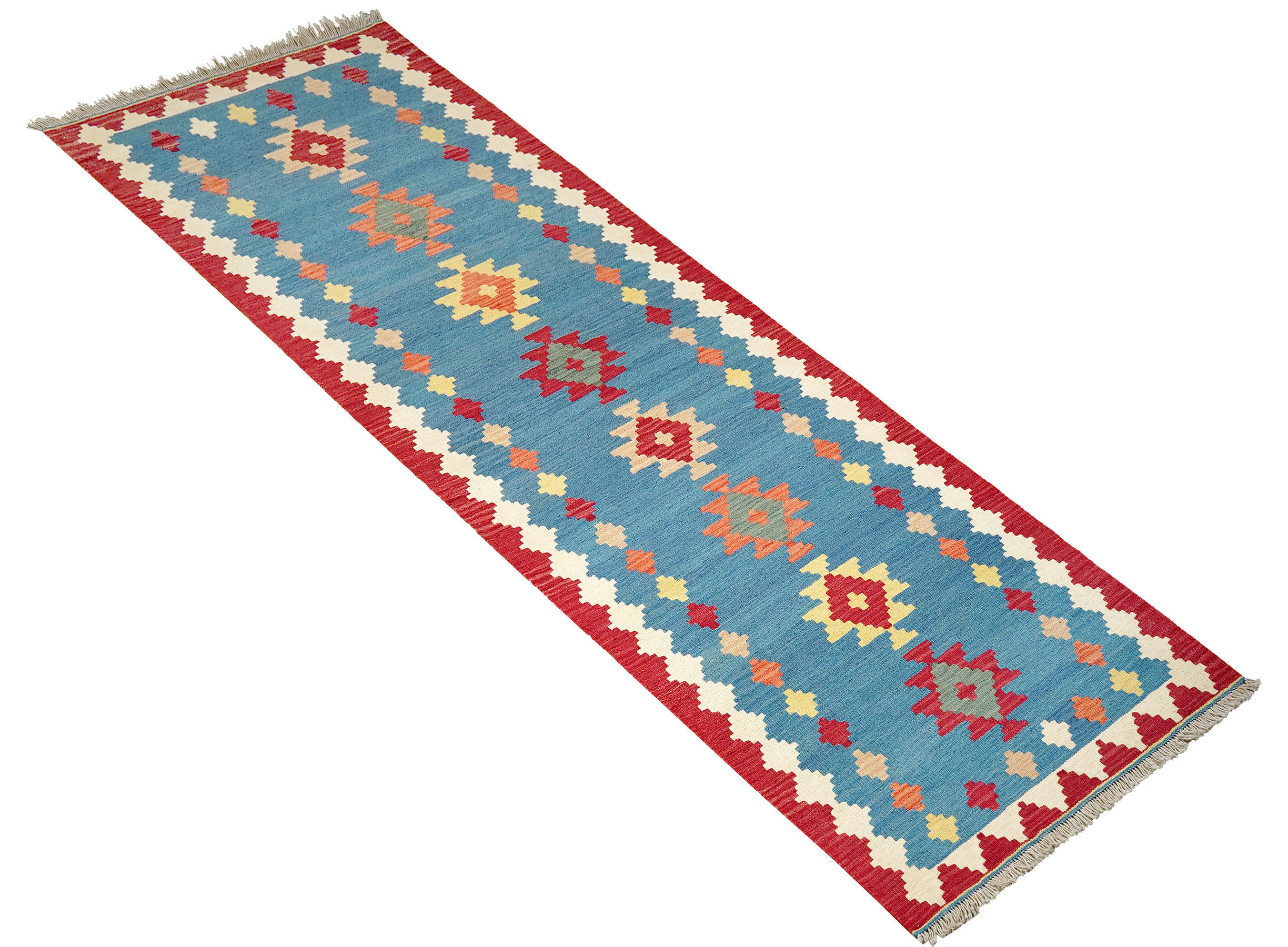 PersaTepp Teppich Kelim Gashgai blau B/H/L: ca. 85x1x298 cm Kelim Gashgai - blau/beige (298,00/85,00/1,00cm) - PersaTepp