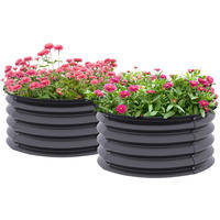 Outsunny Hochbeet 2er Set dunkelgrau Stahl B/H/L: ca. 60x30x60 cm Hochbeet 2er Set - dunkelgrau (60,00/60,00/30,00cm) - Outsunny