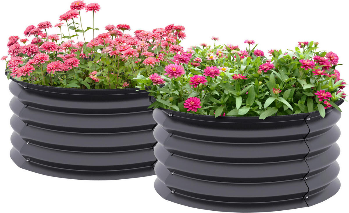 Outsunny Hochbeet 2er Set dunkelgrau Stahl B/H/L: ca. 60x30x60 cm Hochbeet 2er Set - dunkelgrau (60,00/60,00/30,00cm) - Outsunny