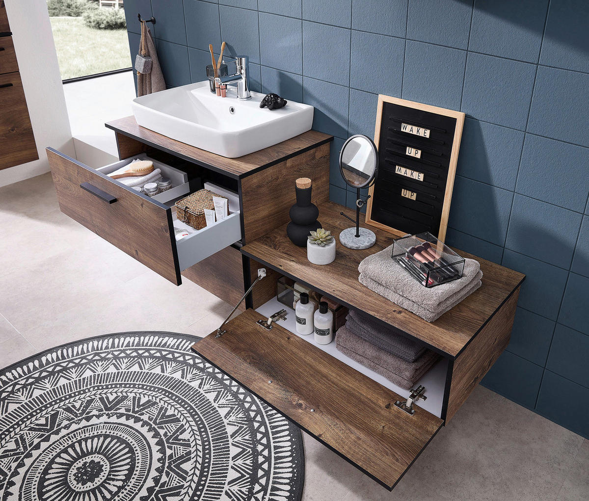Badezimmer-Set Quickset 374 Eiche Ribeck Nachbildung B/H/T: ca. 142x200x44,5 cm Quickset 374 - Eiche (142,00/200,00/44,50cm) - Pelipal