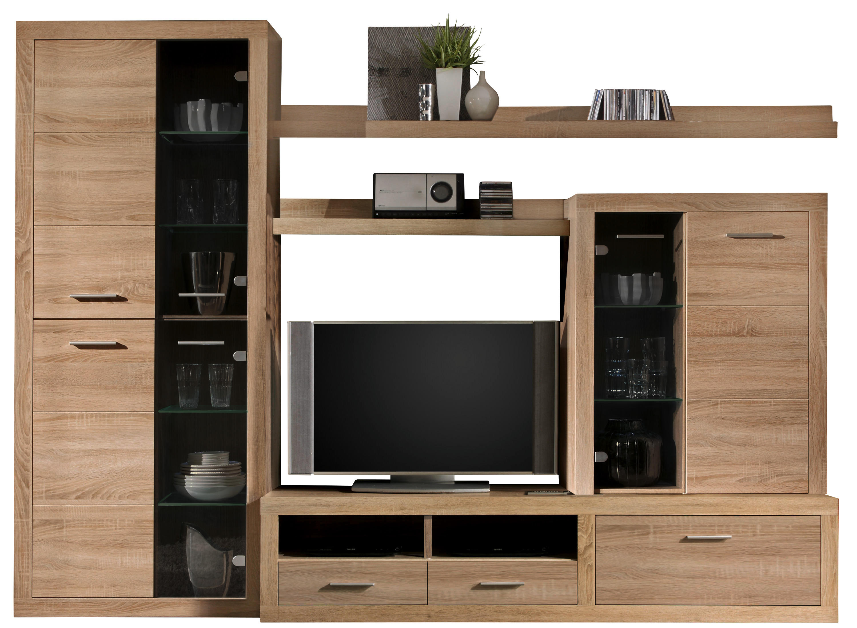 Wohnwand CanCan Eiche Sonoma Nachbildung B/H/T: ca. 285x195x40 cm ...