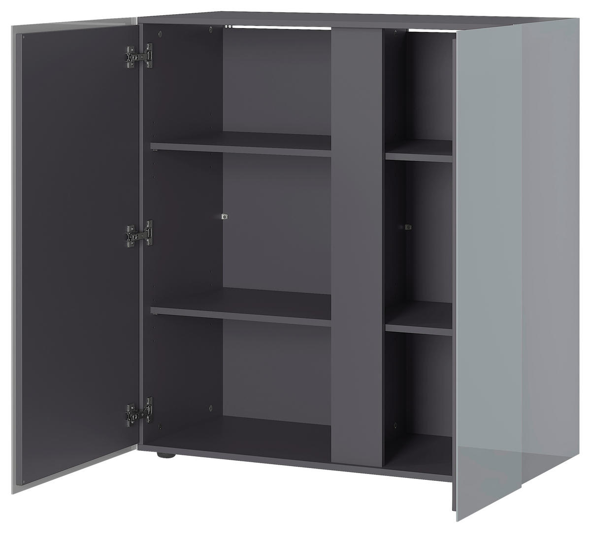 Kommode Mesa Graphit Nachbildung Silbergrau Hochglanz B/H/T: ca. 94x103x43 cm Mesa - Graphit/Silbergrau (94,00/103,00/43,00cm)
