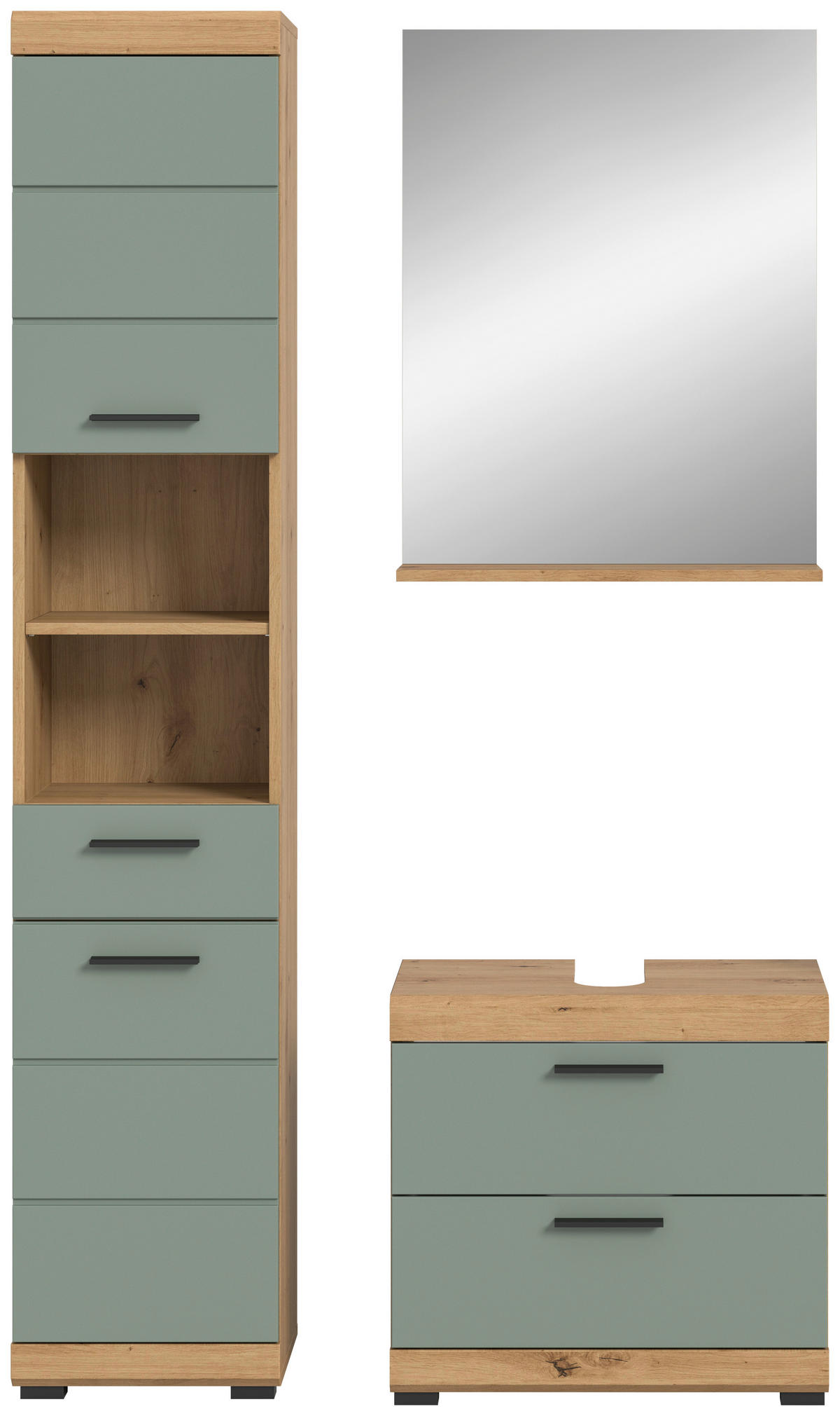 Badezimmer-Set Scout Eiche Artisan Nachbildung salbei Nachbildung B/H/T: ca. 112x191x37 cm Scout - Eiche/salbei (112,00/191,00/37,00cm) - xonox.home