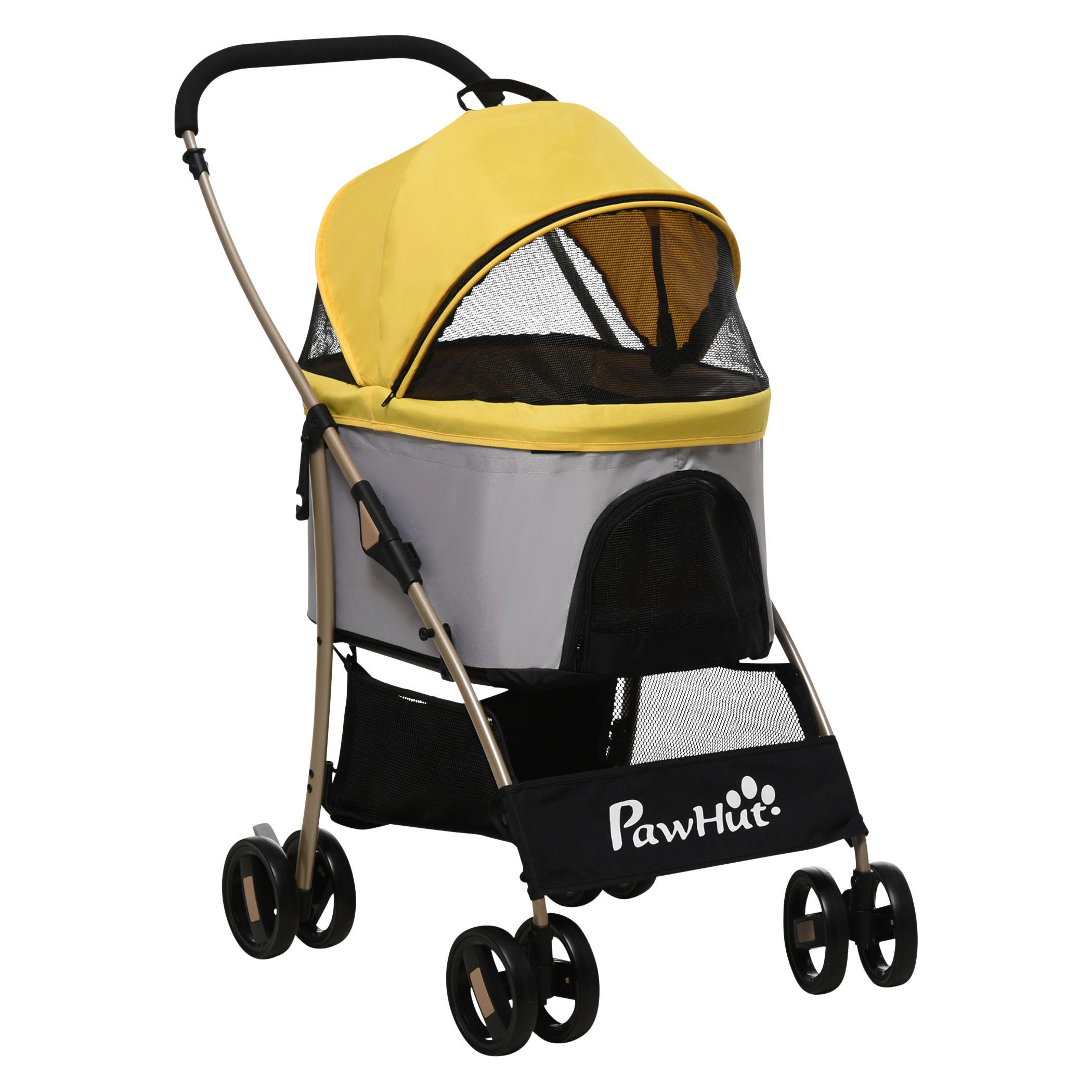 PawHut Hunde-Zubehör gelb Edelstahl B/H/L: ca. 49,5x82x98 cm Hundetrolley - gelb (98,00/49,50/82,00cm) - PawHut