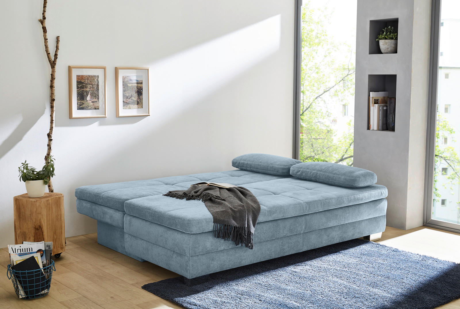 Dauerschlafsofa  aqua blau B/H/T: ca. 203x85x106 cm Lindau_Dauerschlafsofa - blau/aqua (203,00/85,00/106,00cm)