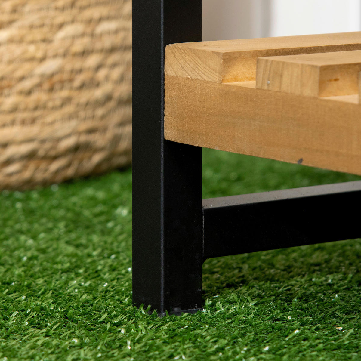 Outsunny Blumenständer natur Holz B/H/L: ca. 36x174x80 cm Blumenständer - natur/schwarz (80,00/36,00/174,00cm) - Outsunny
