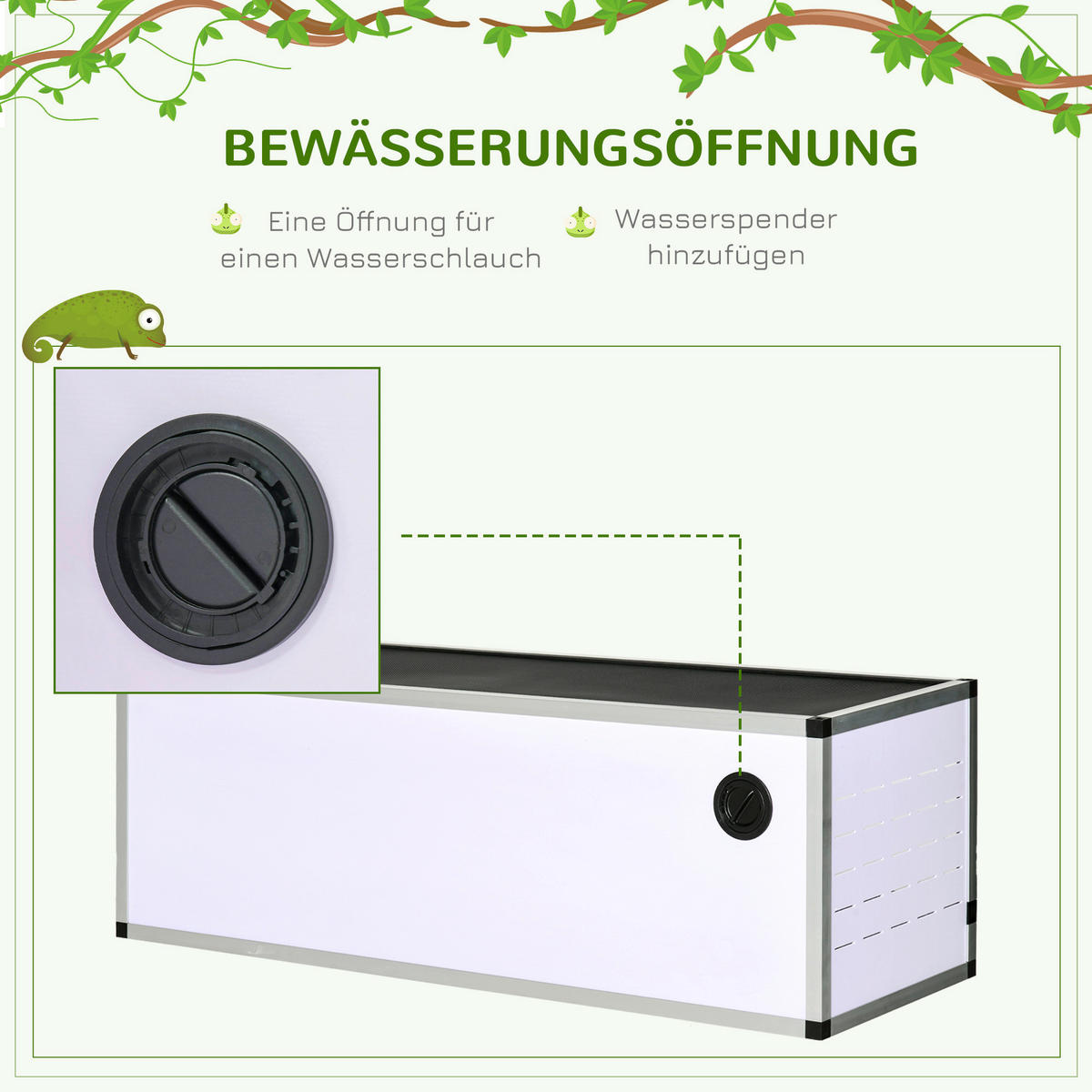 PawHut Terrarium silber Polyester B/H/L: ca. 40x120x40 cm Terrarium_für_Reptilien - weiß/schwarz (40,00/40,00/120,00cm) - PawHut