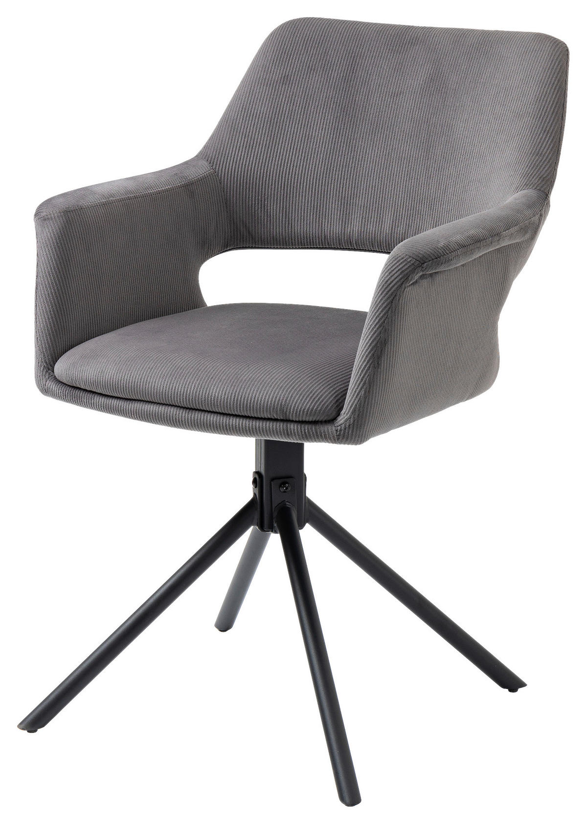 Stuhl ELEONORE 2er-Set grau schwarz Stoff Metall B/H/T: ca. 57x84x61 cm ELEONORE 2er-Set - schwarz/grau (57,00/84,00/61,00cm) - byLIVING