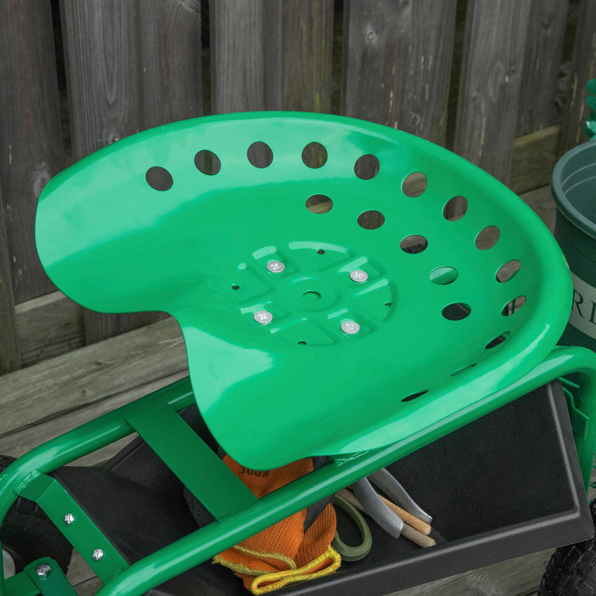 Outsunny Fahrbarer Gartensitz grün Gummi B/H/L: ca. 44,5x59x81 cm Gartenwagen_fahrbar - grün (81,00/44,50/59,00cm) - Outsunny