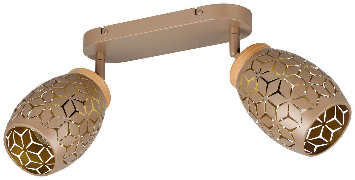 Reality Leuchten Spots kaffee gold Metall B/H/L: ca. 28x27x12 cm E14 2 Brennstellen Spot_Bidar_2 - gold/kaffee (12,00/28,00/27,00cm) - Reality Leuchten