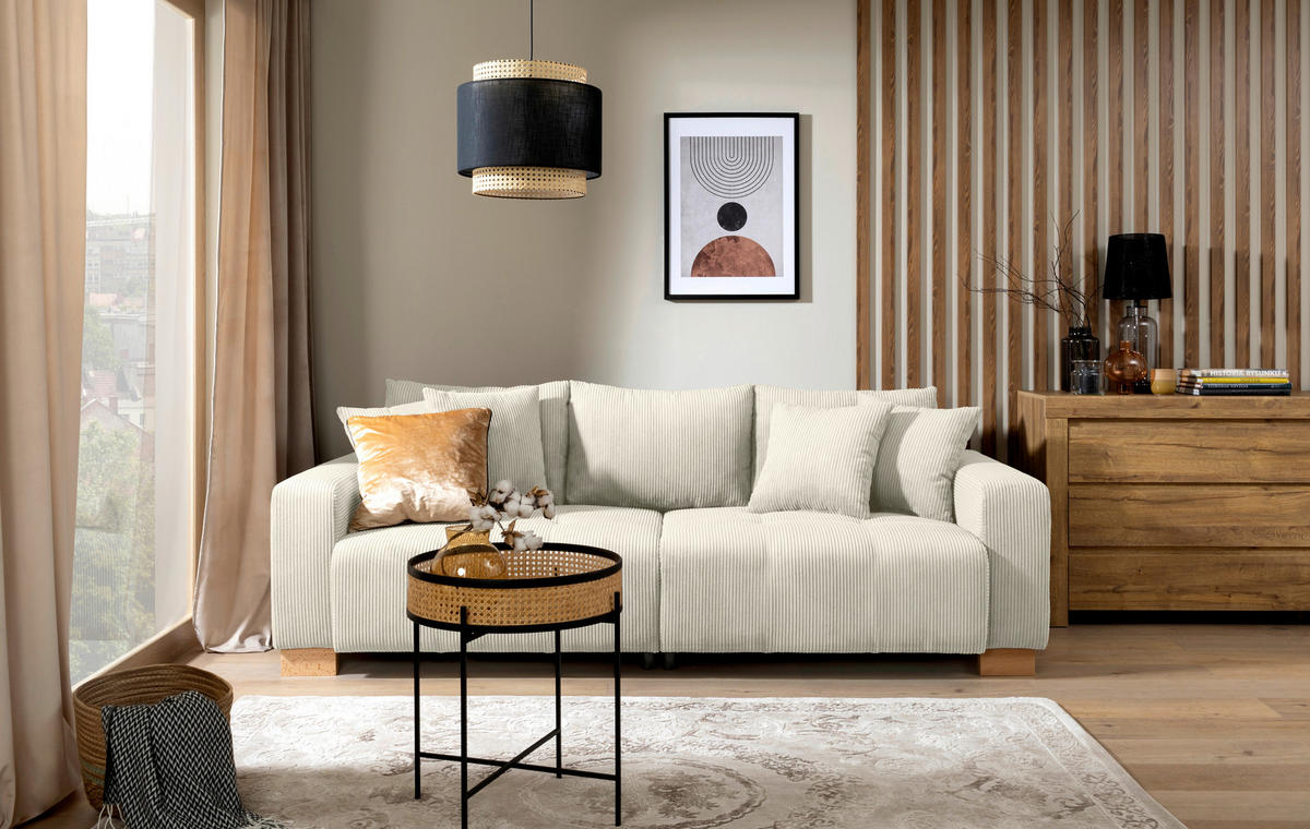 Big Sofa Alpha New beige Microfaser B/H/T: ca. 244x85x112 cm Alpha New - beige/buche (244,00/85,00/112,00cm)
