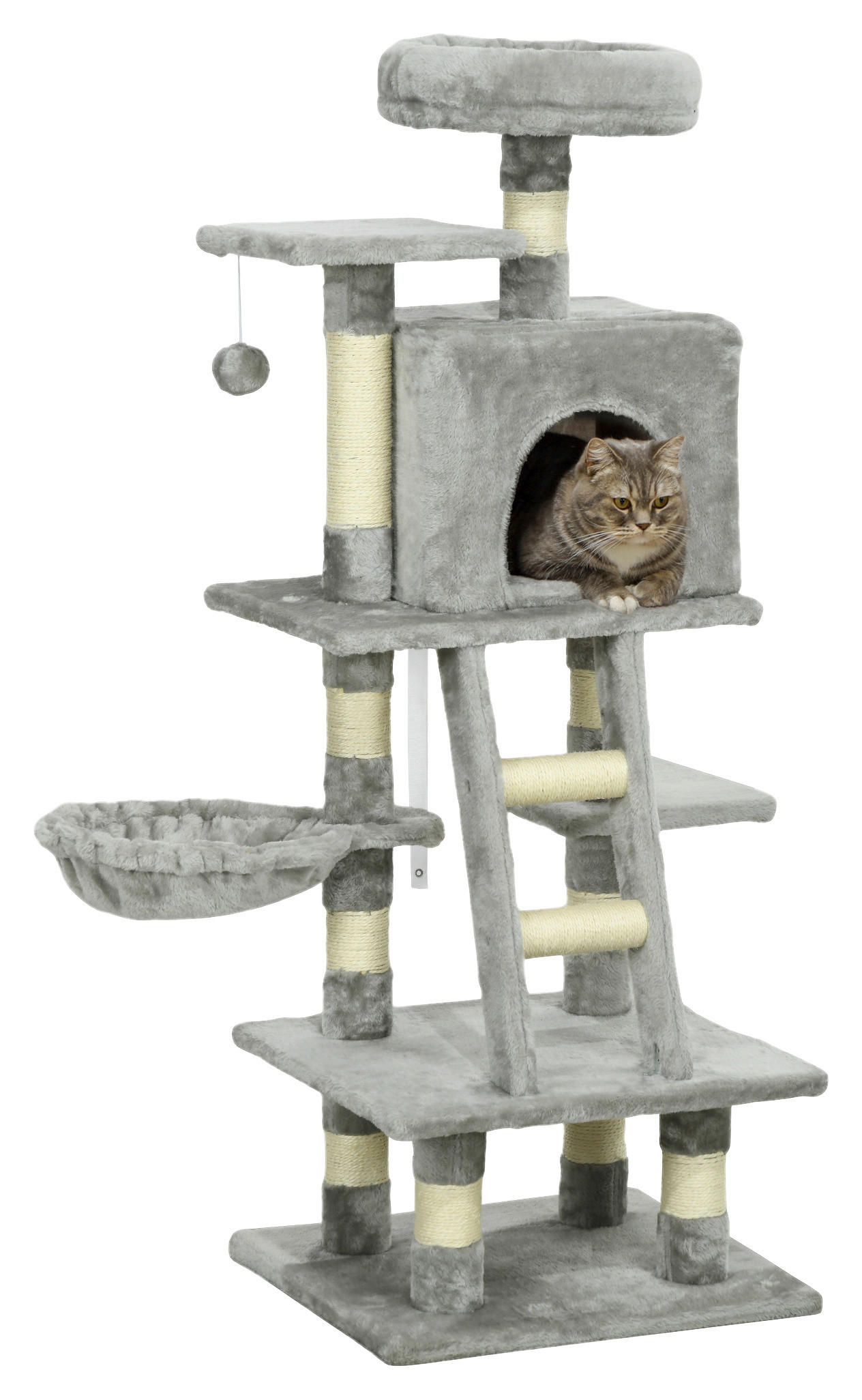 PawHut Kratzbaum grau Plüsch B/H/L: ca. 44x132x49 cm Kratzbaum - grau (49,00/44,00/132,00cm) - PawHut