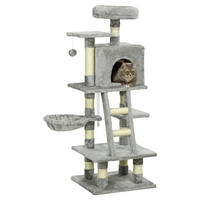 PawHut Kratzbaum grau Plüsch B/H/L: ca. 44x132x49 cm Kratzbaum - grau (49,00/44,00/132,00cm) - PawHut