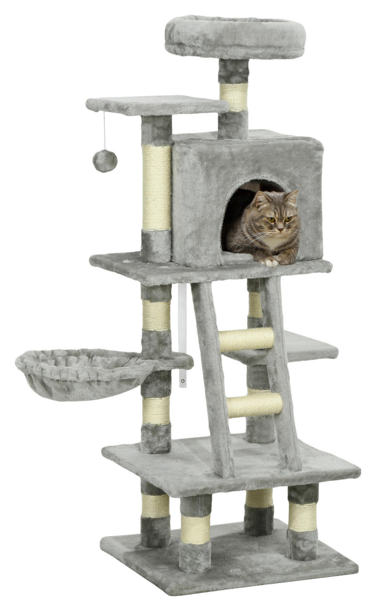 PawHut Kratzbaum grau Plüsch B/H/L: ca. 44x132x49 cm Kratzbaum - grau (49,00/44,00/132,00cm) - PawHut