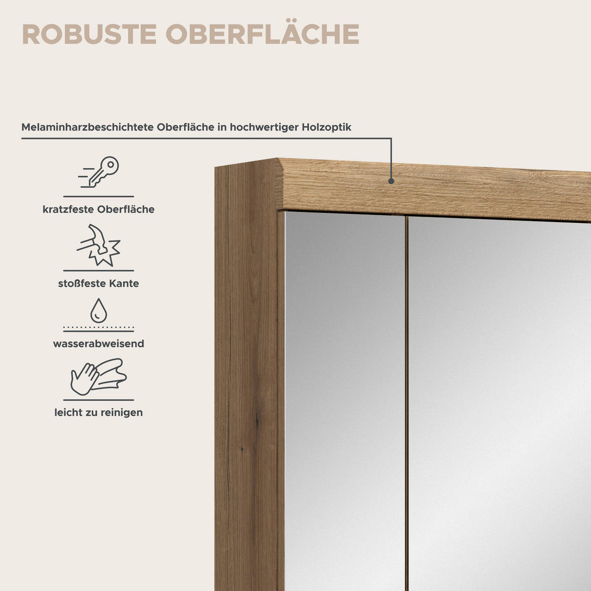 Spiegelschrank Scout Evoke Oak Nachbildung Spiegel B/H/T: ca. 60x79x18 cm Scout - (60,00/79,00/18,00cm) - xonox.home