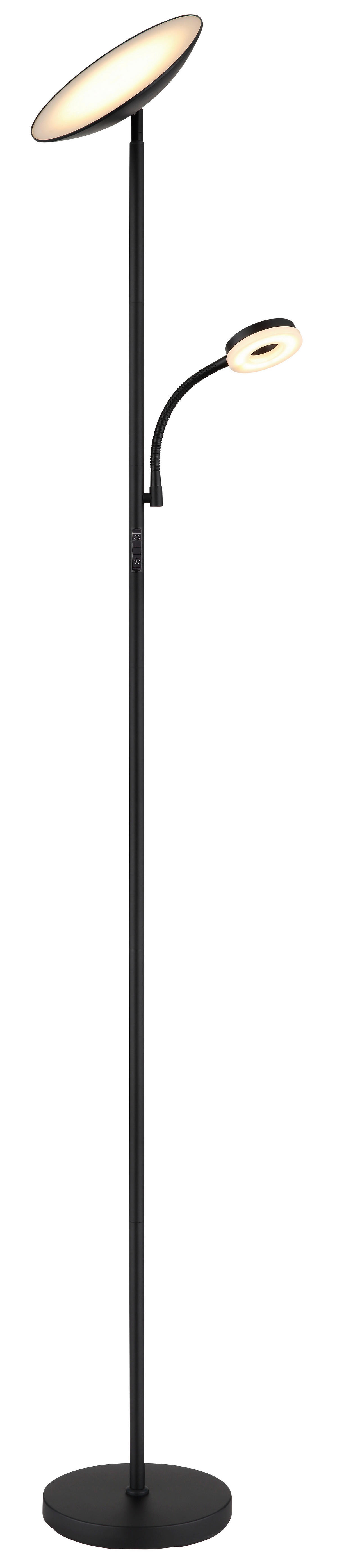 GLOBO LED-Deckenfluter Opal Chrom schwarz Metall Kunststoff H/D: ca. 179x25 cm 1 Brennstellen SKOPO - schwarz/Opal (25,00/179,00cm) - GLOBO