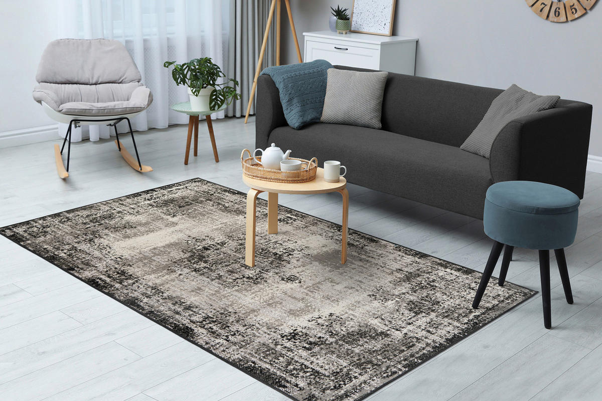 360Living Teppich Ariya anthrazit B/L: ca. 80x150 cm Ariya - anthrazit (80,00/150,00cm) - 360Living