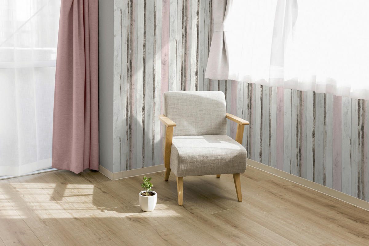 Papiertapete Holzoptik grau rosa B/L: ca. 53x1005 cm Papiertapete_L50213 - rosa/grau (53,00/1005,00cm)