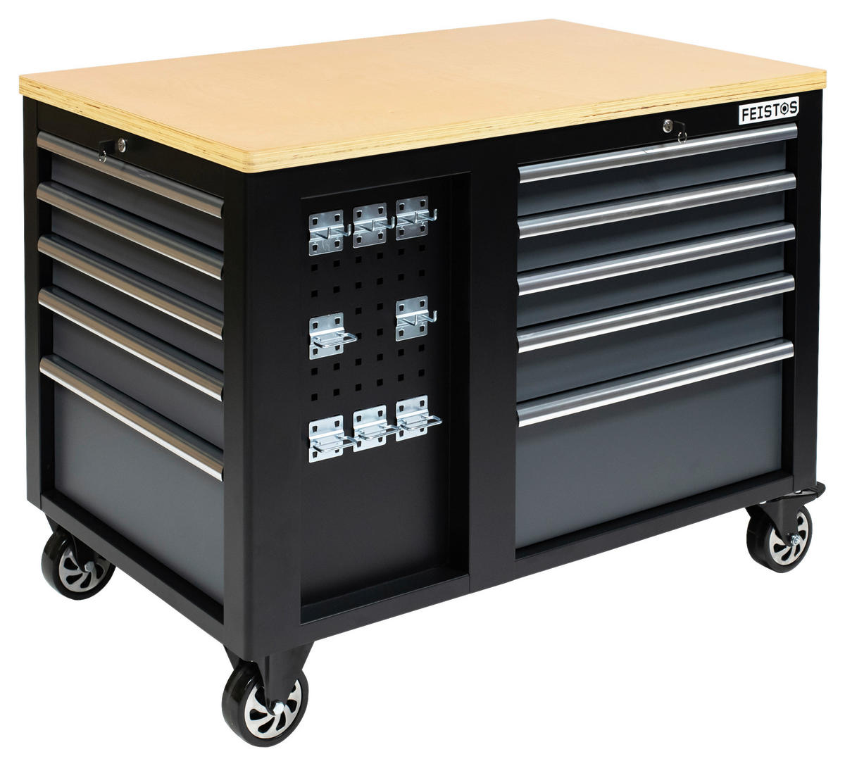 Werkbank Hektor schwarz B/H/L: ca. 114x89x73 cm Hektor - schwarz (73,00/114,00/89,00cm) - Feistos