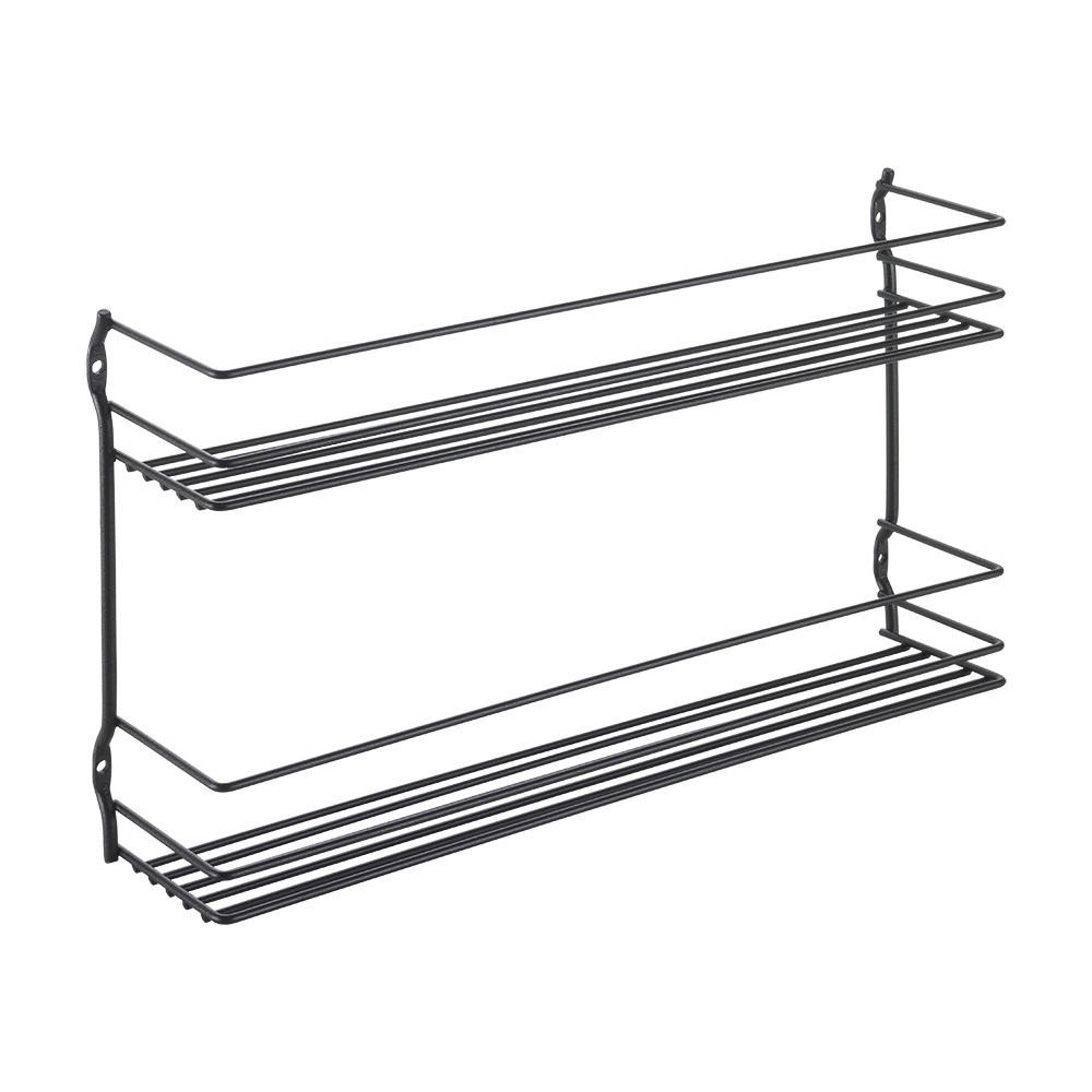 Metaltex Haushaltshelfer schwarz Stahl B/H/L: ca. 36,4x19x8 cm Gewürzregal_Lava 2Etg. - schwarz (8,00/36,40/19,00cm) - Metaltex