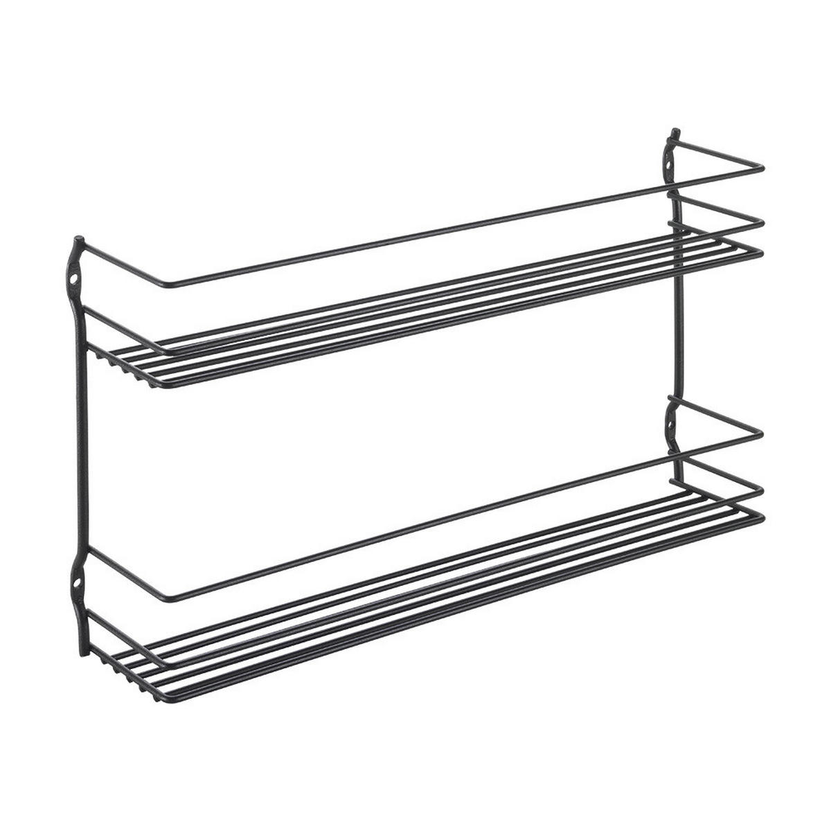 Metaltex Haushaltshelfer schwarz Stahl B/H/L: ca. 36,4x19x8 cm Gewürzregal_Lava 2Etg. - schwarz (8,00/36,40/19,00cm) - Metaltex