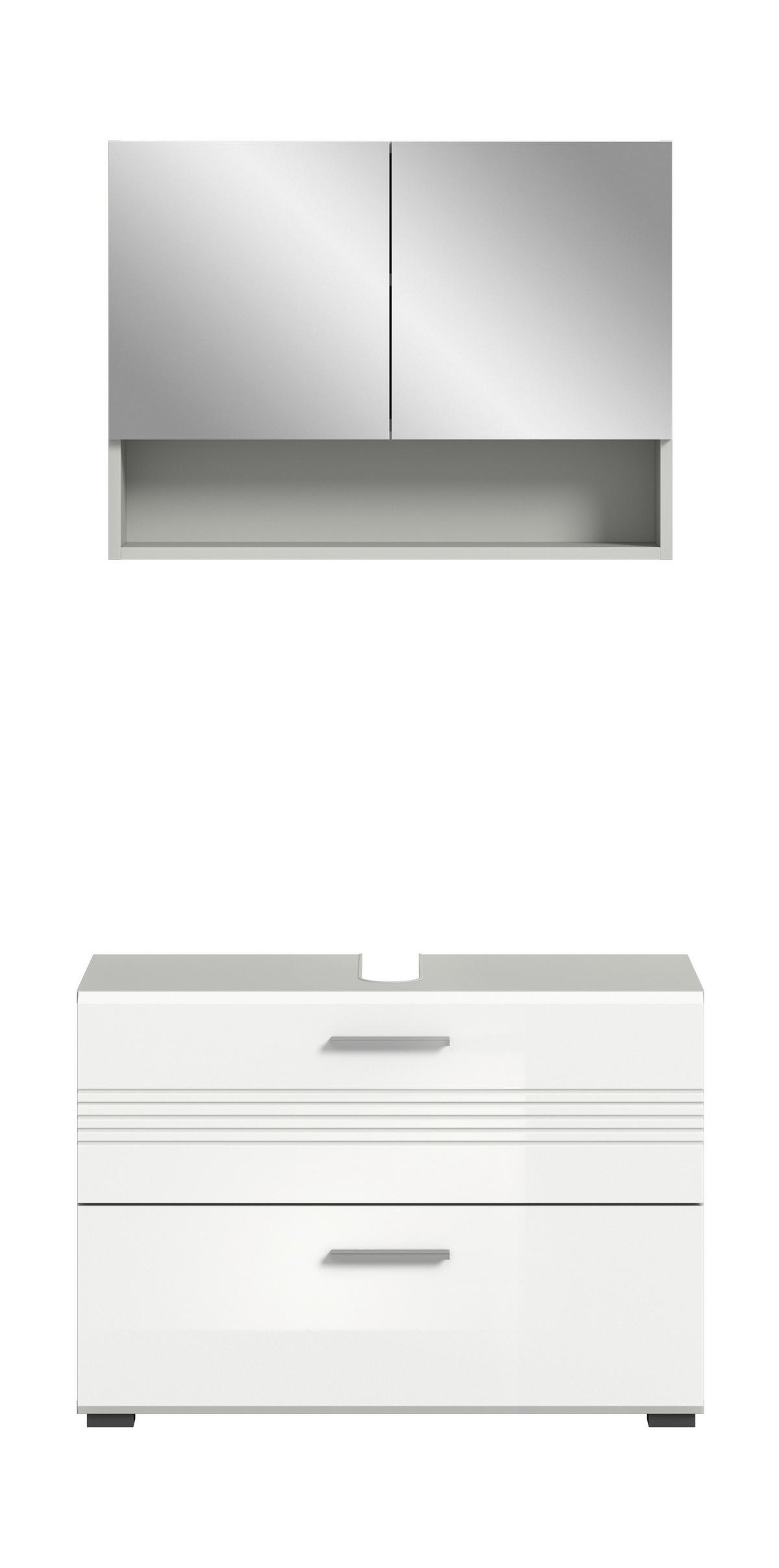 Badblock Copa hellgrau weiß Hochglanz B/H/T: ca. 80x190x32 cm Copa - hellgrau/weiß (80,00/190,00/32,00cm) - xonox.home