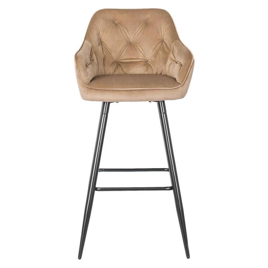 Thumbnail - Barhocker SALEM beige Velourstoff B/H/T: ca. 53x105x58 cm
