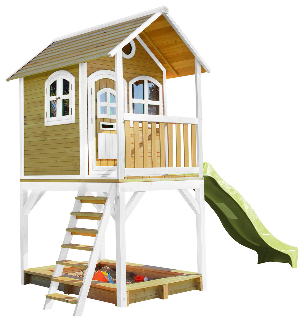 AXI Spielhaus Sarah braun B/H/L: ca. 370x291x191 cm Sarah - braun/weiß (191,00/370,00/291,00cm) - AXI
