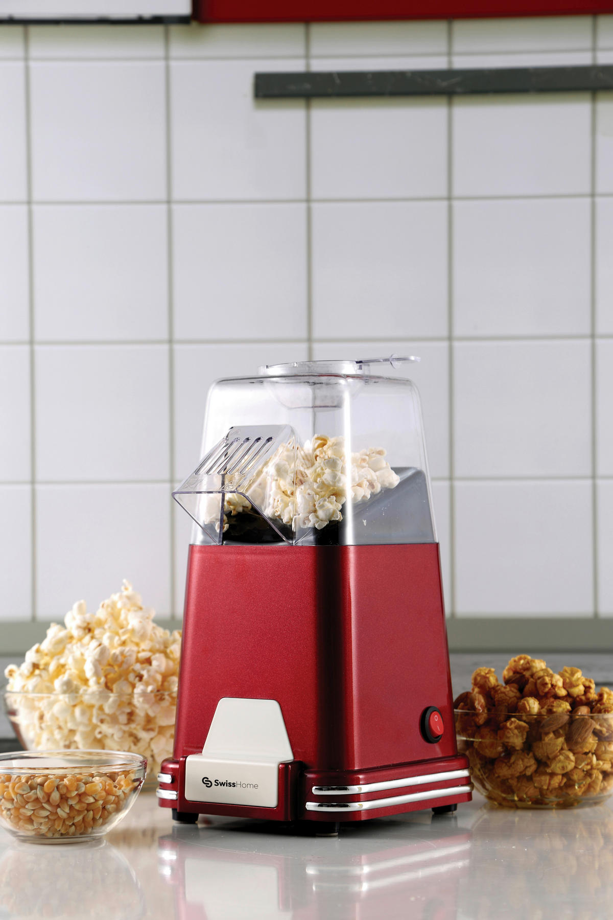 SWISS HOME Popcornautomat SH-6720 rot Kunststoff B/H/L: ca. 16,5x29,5x20 cm PARTY - rot (20,00/16,50/29,50cm) - SWISS HOME