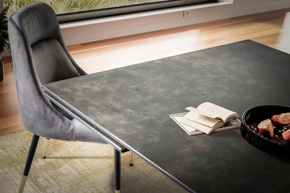 Esstisch schwarz Marmor Optik B/H/T: ca. 180x78x95 cm Esszimmertisch - schwarz (180,00/78,00/95,00cm) - Wohnling