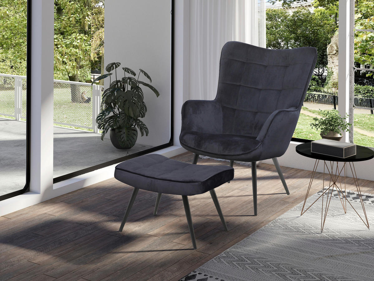 byLIVING Sessel UTA schwarz schwarz Stoff Metall B/H/T: ca. 72x97x80 cm UTA - schwarz (72,00/97,00/80,00cm) - byLIVING