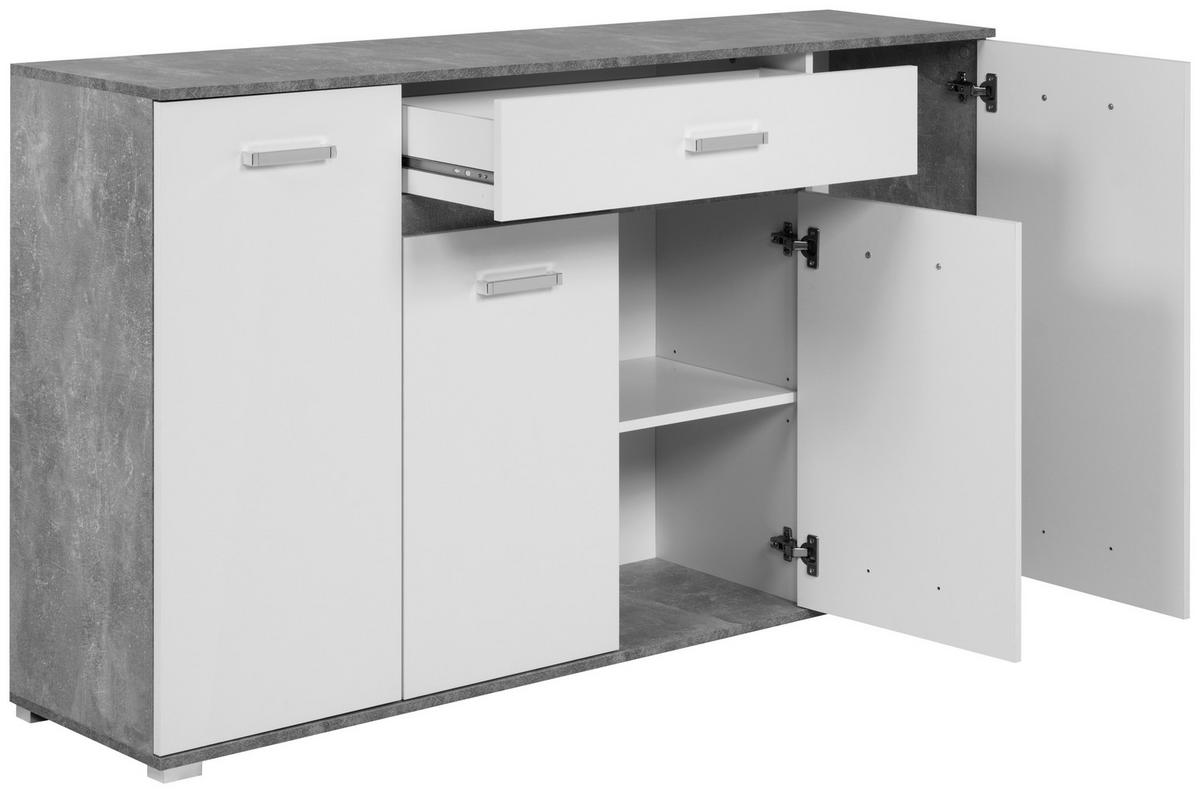 Sideboard Volos Beton Optik weiß B/H/T: ca. 160x90x38 cm Volos - weiß (160,00/90,00/38,00cm)
