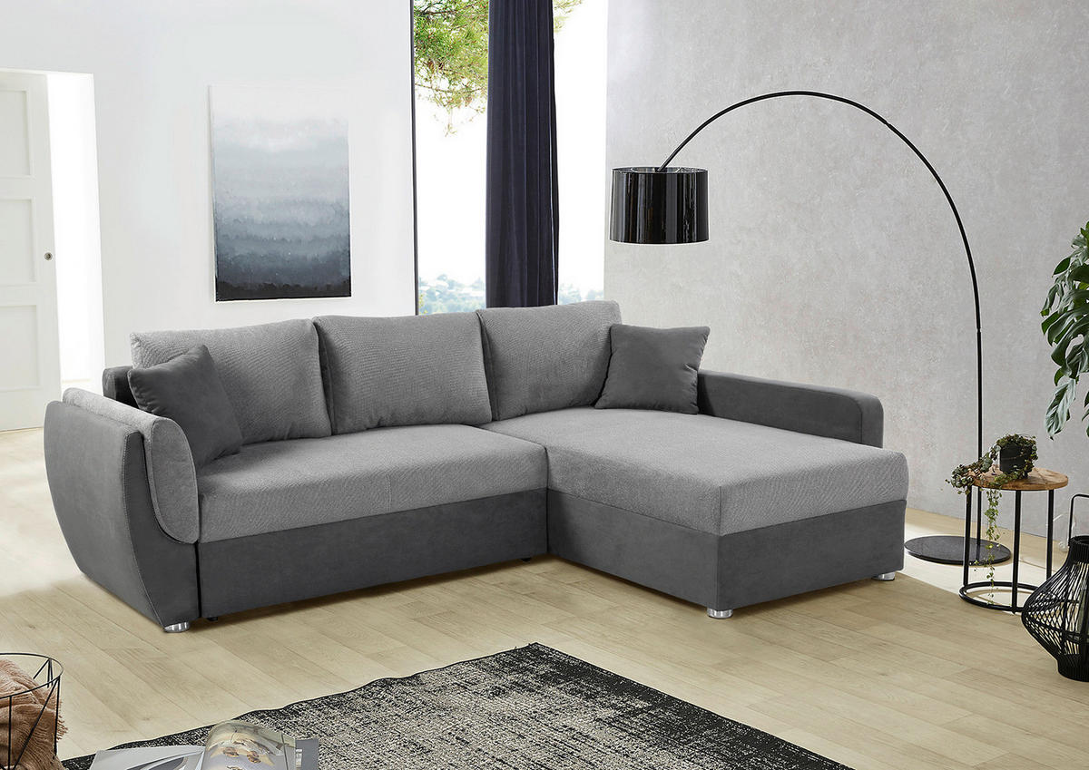 Ecksofa mit Bettfunktion und Bettkasten grau anthrazit B/H/T: ca. 247x82x178 cm Sebastian_Ecksofa - anthrazit/grau (247,00/82,00/178,00cm)