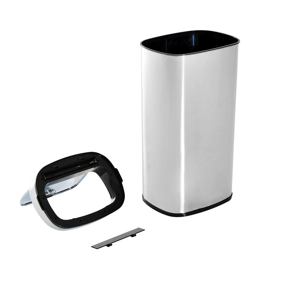 HOMCOM Mülleimer mit Sensor silber B/H/L: ca. 25x84x33 cm mit Sensor - schwarz/silber (33,00/25,00/84,00cm) - HOMCOM