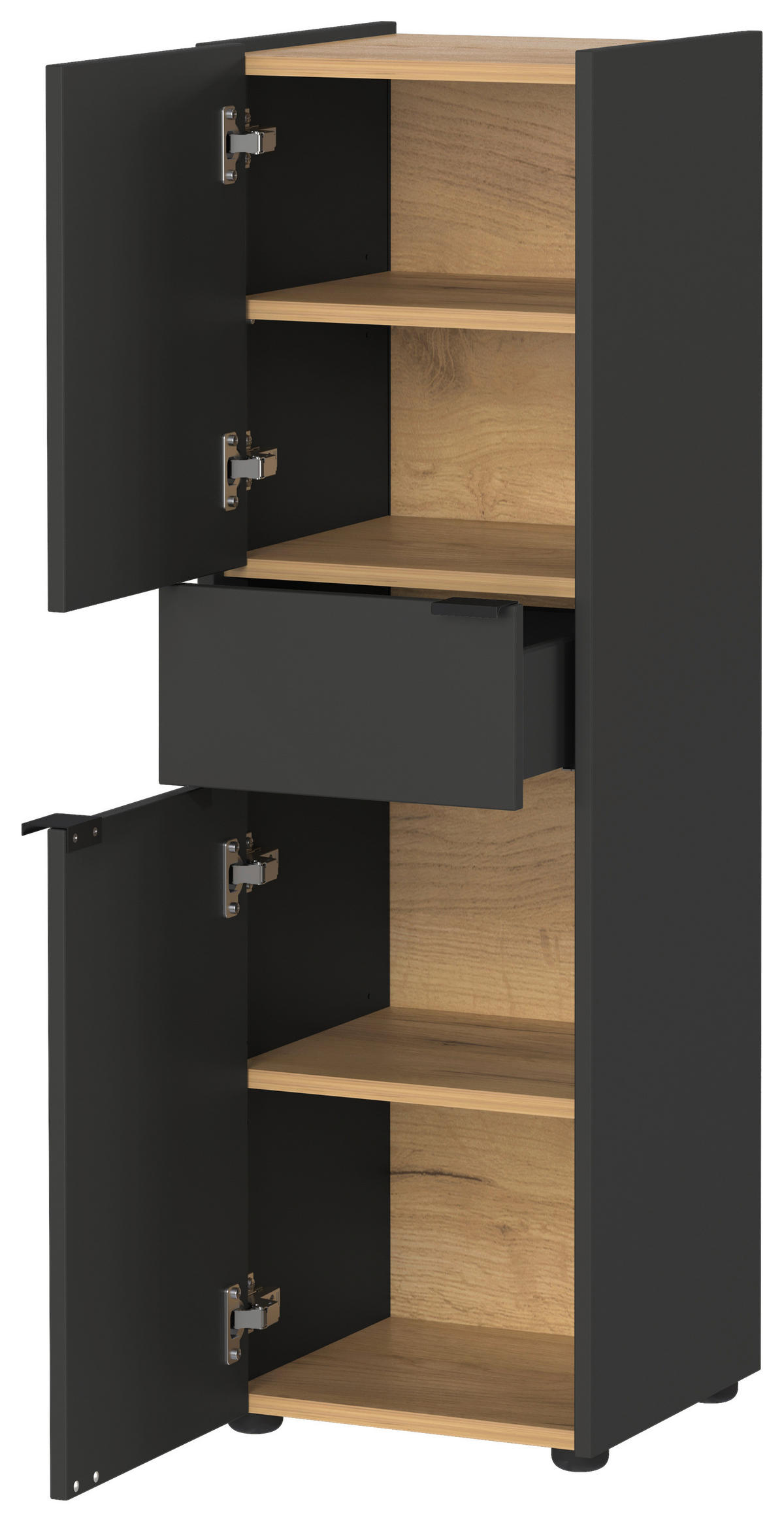 Schrank 4498-549 Graphit Eiche Navarra Nachbildung B/H/T: ca. 34x111x34 cm 4498-549 - Eiche/Graphit (34,00/111,00/34,00cm) - Germania