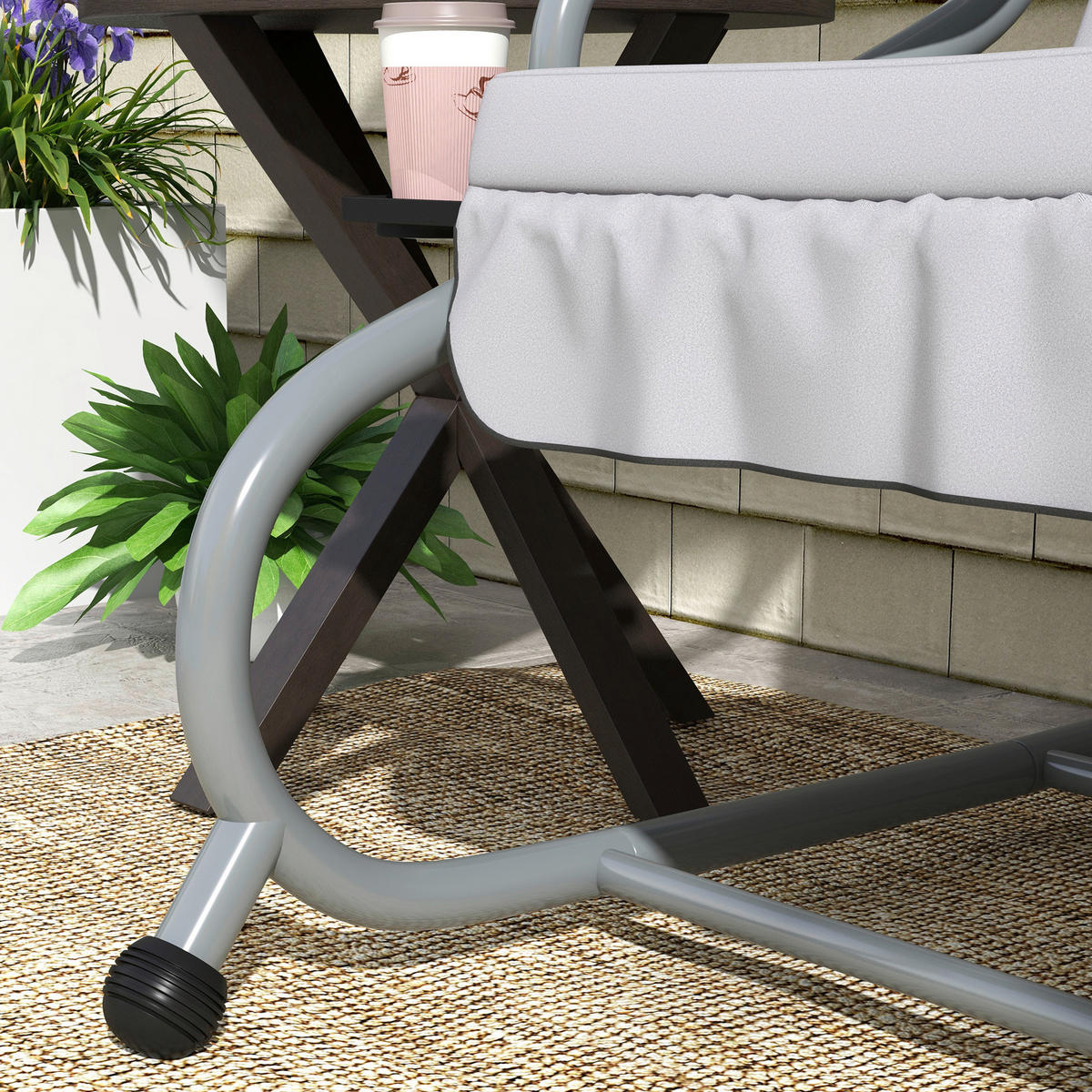 Outsunny Hollywoodschaukel hellgrau Polyester-Mischgewebe B/H/L: ca. 120x164x200 cm Hollywoodschaukel - hellgrau (200,00/120,00/164,00cm) - Outsunny