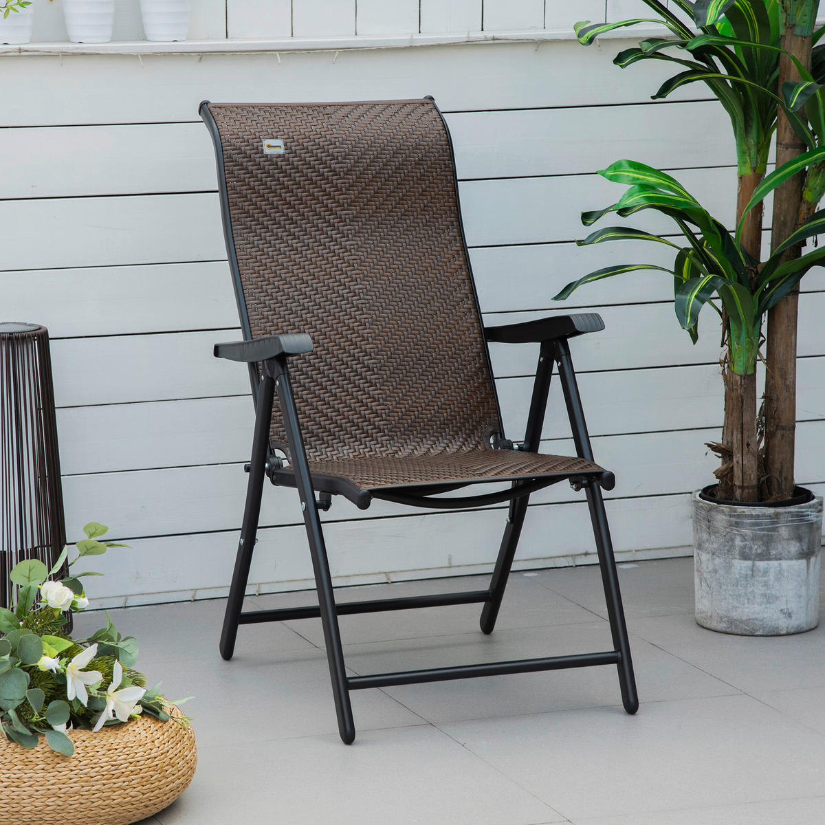 Outsunny Klappsessel braun Polyrattan B/H/L: ca. 71x111x58 cm Klappsessel - braun/schwarz (58,00/71,00/111,00cm) - Outsunny