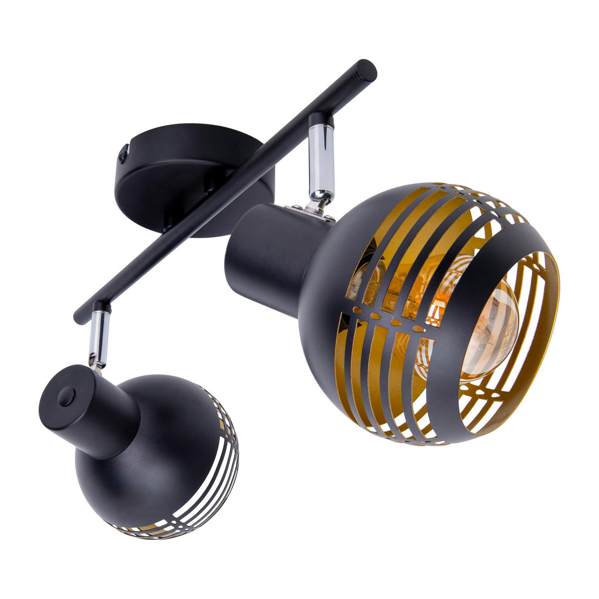 Näve Leuchten 2er Spot Casco NV1387122 schwarz gold Metall B/H/T: ca. 36x12x15 cm E27 2 Brennstellen 2er Spot "Casco" - gold/schwarz (36,00/12,00/15,00cm) - Näve Leuchten
