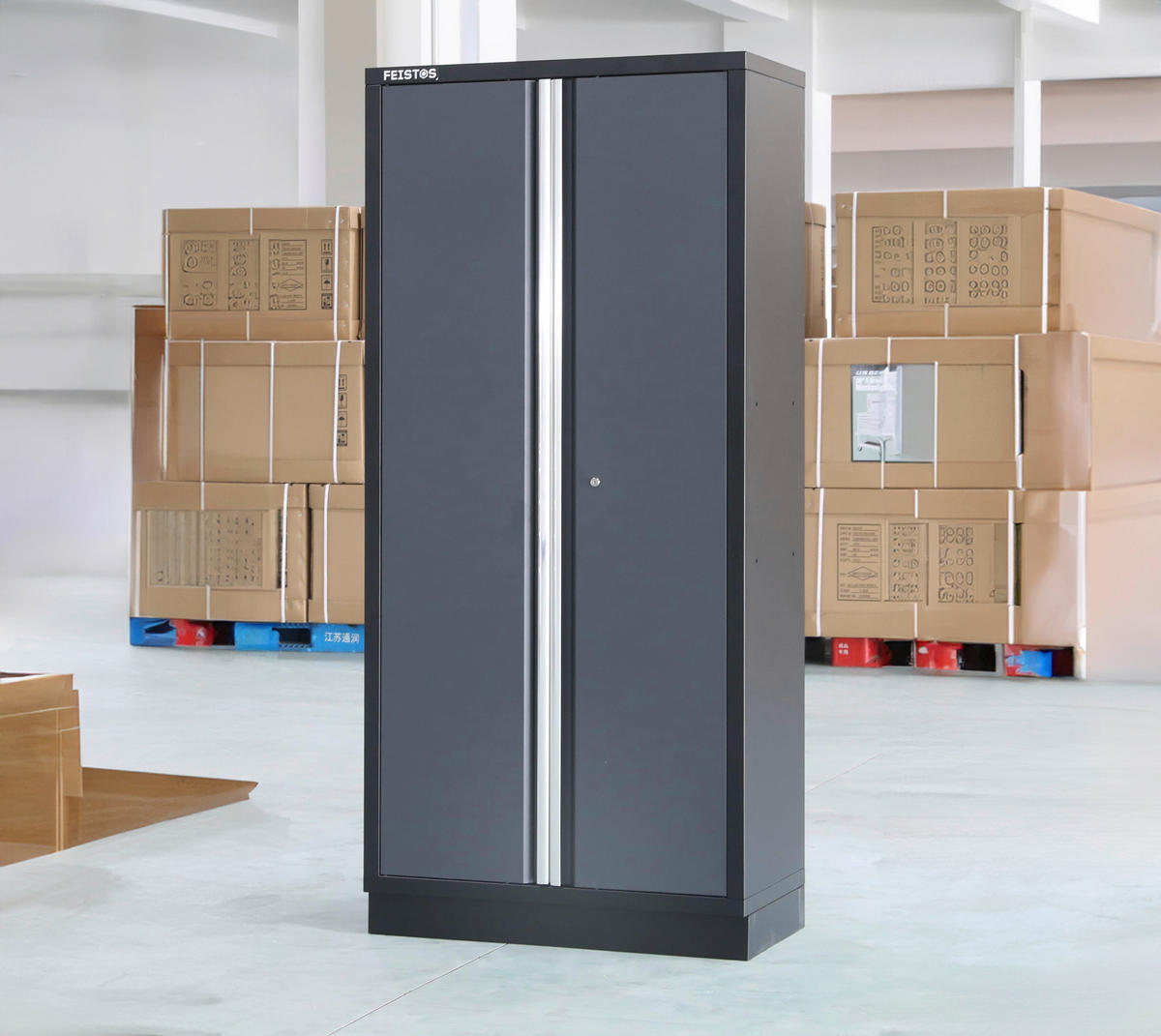 Werkstatteinrichtung Apollo anthrazit B/H/L: ca. 92x200x46 cm Apollo - schwarz/anthrazit (46,00/92,00/200,00cm) - Feistos