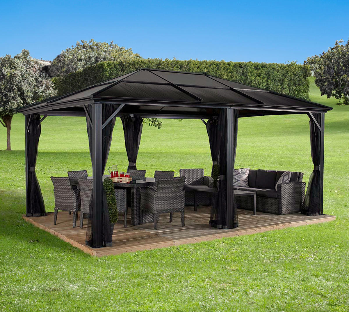 Sojag Pavillon Meridien anthrazit Aluminium B/H/L: ca. 343x270x463 cm Meridien - anthrazit (463,00/343,00/270,00cm) - Sojag
