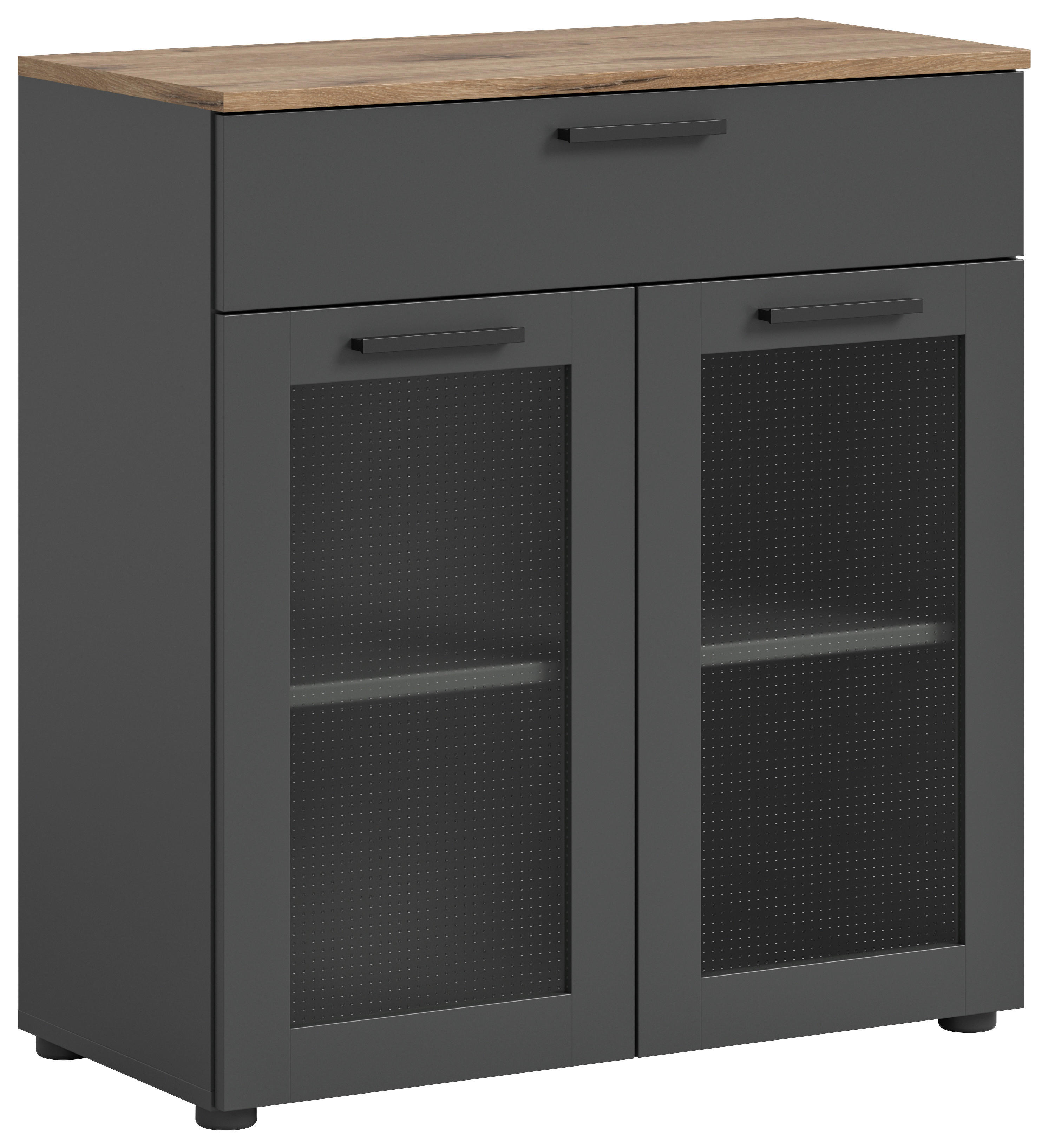 Kommode Niklas anthrazit Eiche Nox Oak Nachbildung B/H/T: ca. 78x84x35 cm Niklas - Eiche/anthrazit (78,00/84,00/35,00cm)