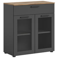Kommode Niklas anthrazit Eiche Nox Oak Nachbildung B/H/T: ca. 78x84x35 cm Niklas - Eiche/anthrazit (78,00/84,00/35,00cm)