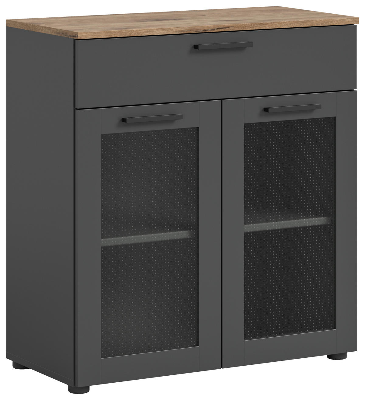 Kommode Niklas anthrazit Eiche Nox Oak Nachbildung B/H/T: ca. 78x84x35 cm Niklas - Eiche/anthrazit (78,00/84,00/35,00cm)