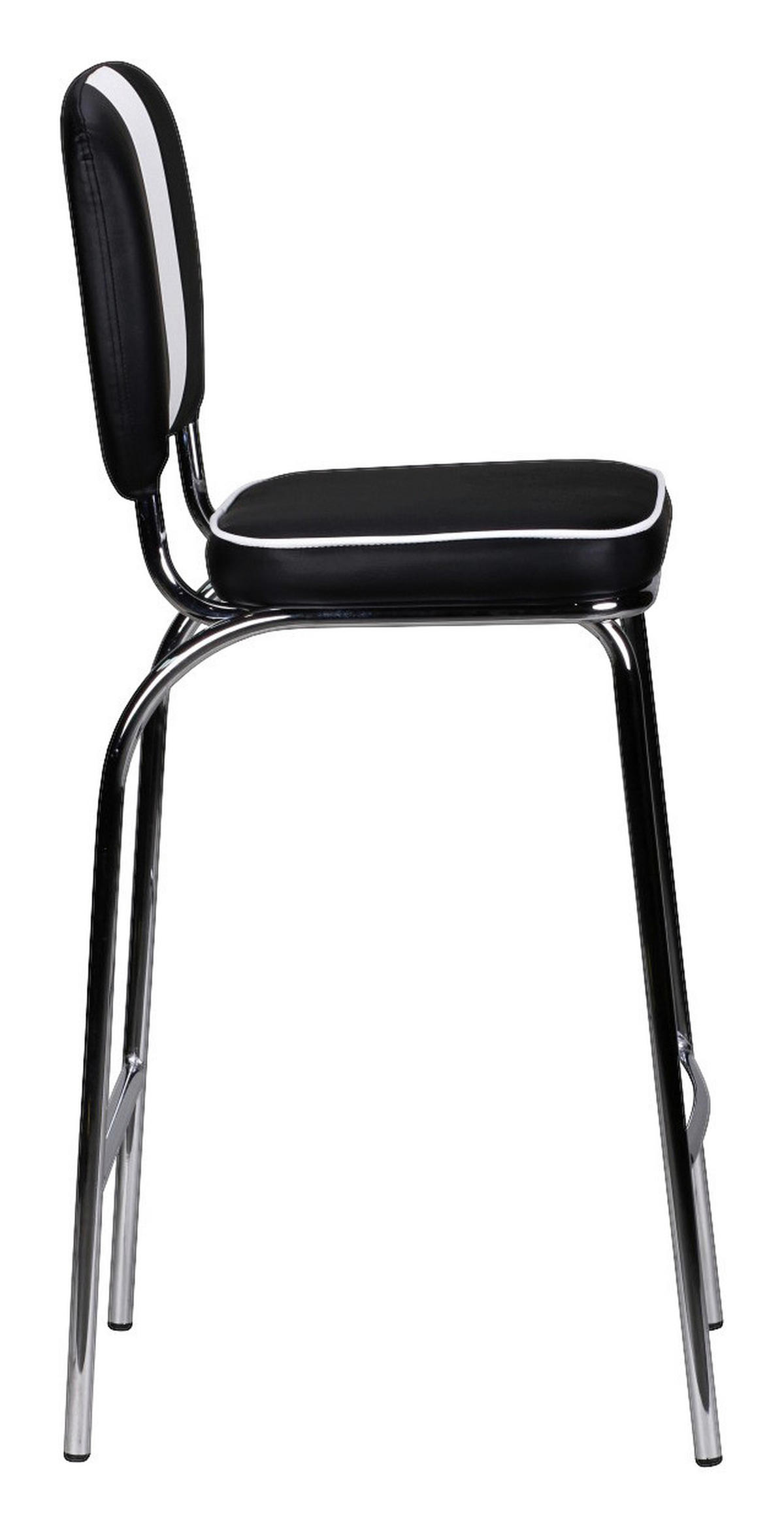 Barhocker schwarz weiß Chrom Kunstleder Kunstleder Metall B/H/T: ca. 40x110x38 cm Barstuhl Diner - weiß/schwarz (40,00/110,00/38,00cm) - Wohnling
