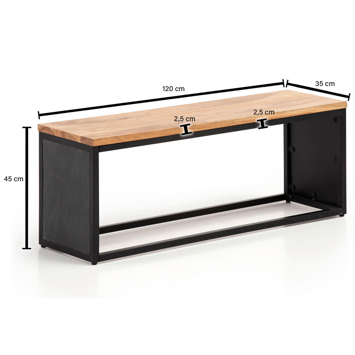 Sitzbank schwarz B/H/T: ca. 120x45x35 cm Sitzbank - schwarz (120,00/45,00/35,00cm) - Wohnling