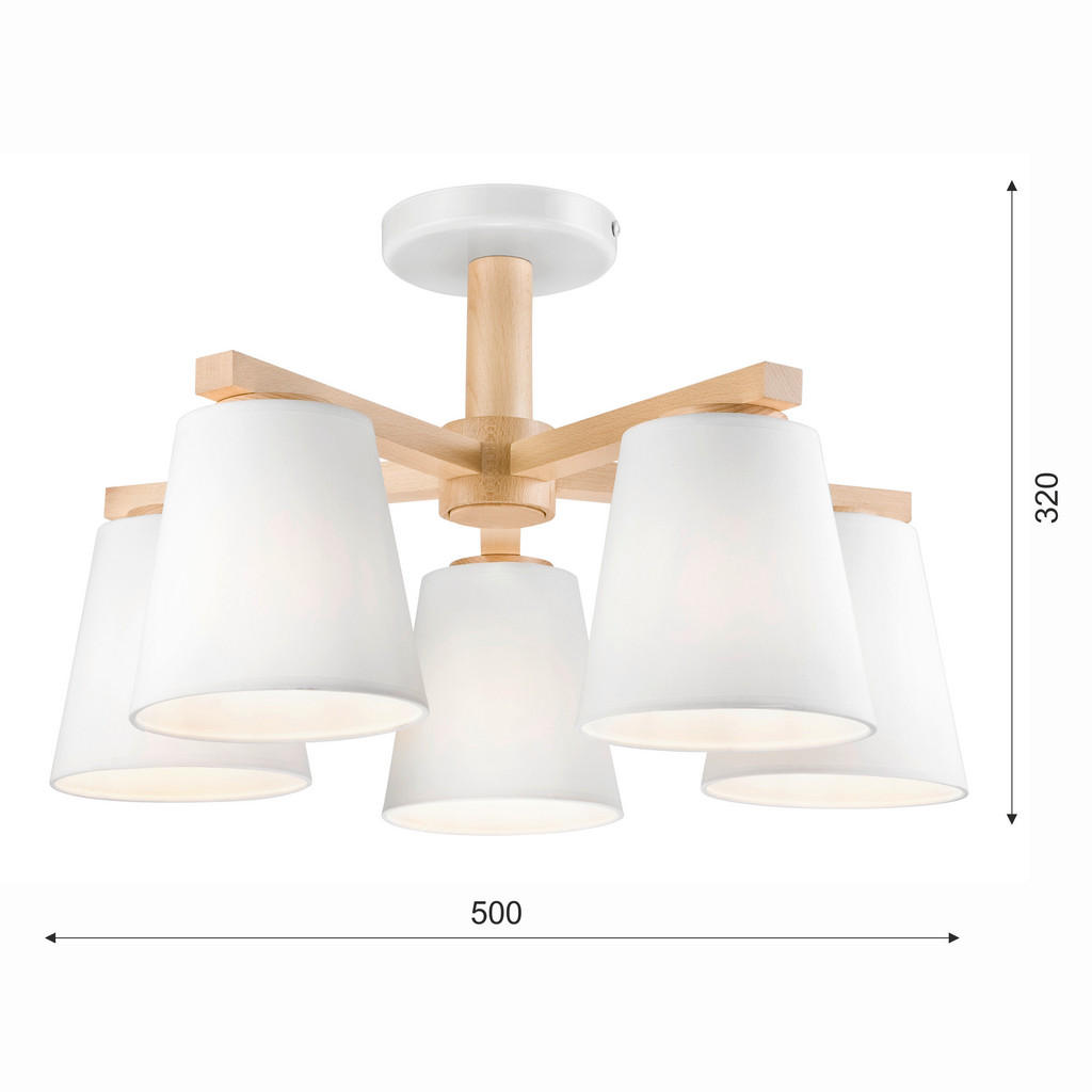 Thumbnail - Lamkur Deckenleuchte braun PVC Holz B/H/L: ca. 50x23x50 cm E27 5 Brennstellen