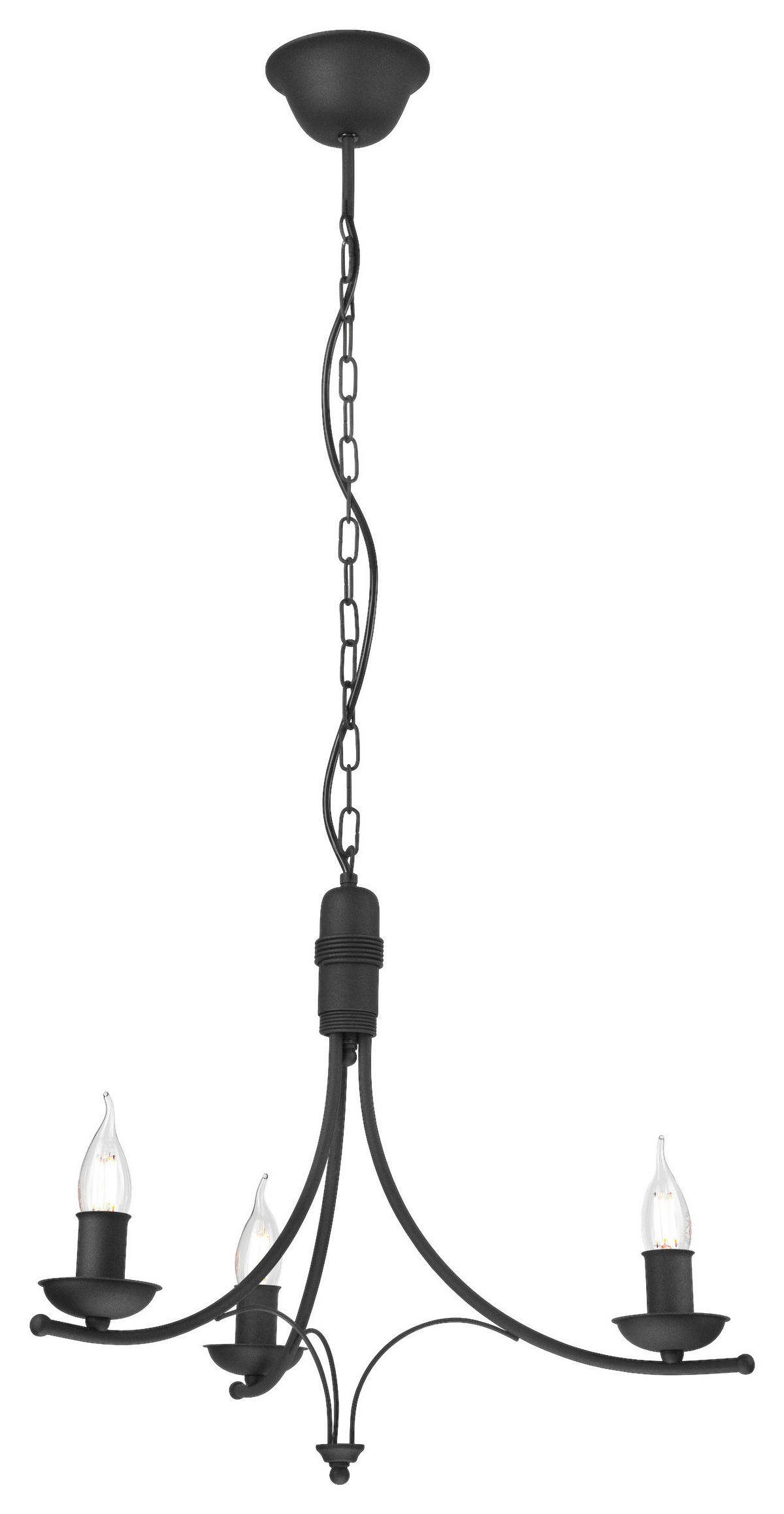 Lamkur Pendelleuchte LUCY 44088 schwarz Stahl H/L: ca. 100x50 cm E14 3 Brennstellen Lucy - schwarz (50,00cm) - Lamkur
